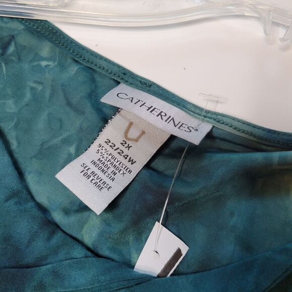 NEW 2X CATHERINE'S GREEN BLACK SEQUIN 3/4 SLEEVE HOLIDAY TUNIC TOP 22 24 NWT - Picture 8 of 11